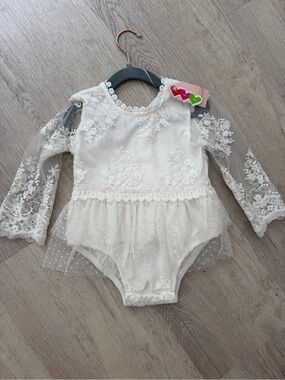 Ivory Lace Tulle Baby Romper